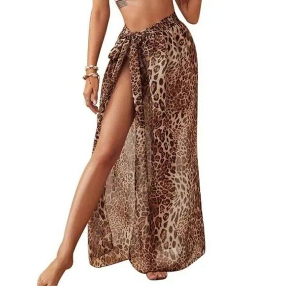 New Beach Sarong Womens Cover Ups Leopard - Picture 2 of 7